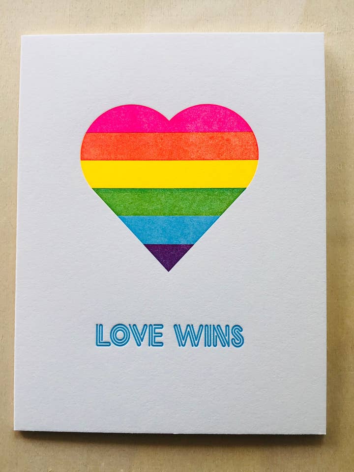 L'amour gagne pour la vente par Warrior Printress Letterpress and Design