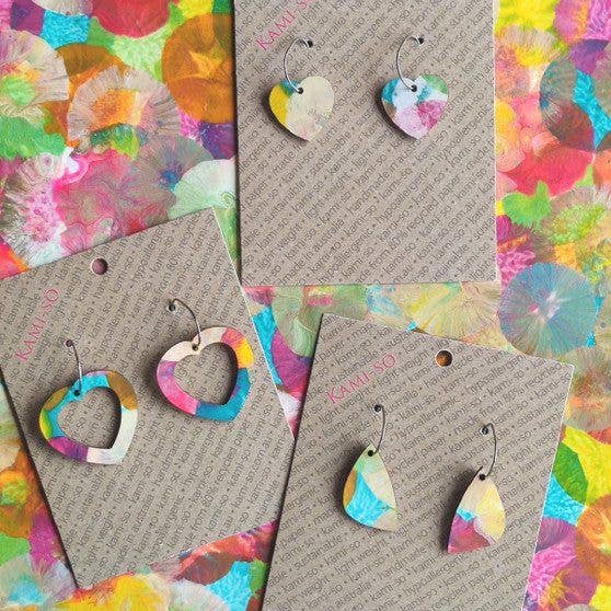Mini Recycled Paper Earrings - Bright Multicolour for wholesale by Kami-so