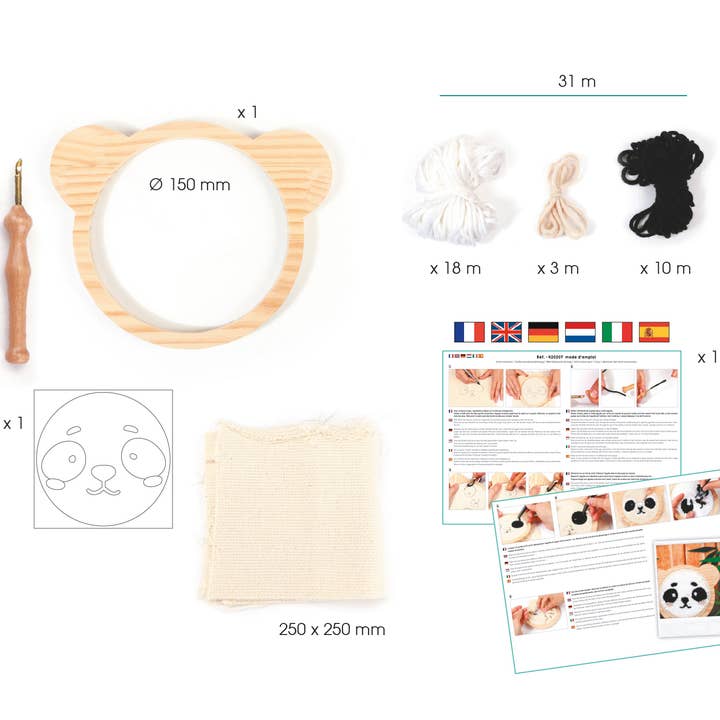 Graine Créative - Wholesale DIY Craft Kit - Kids - PANDA PUNCH NEEDLE KIT Ø 150 mm1