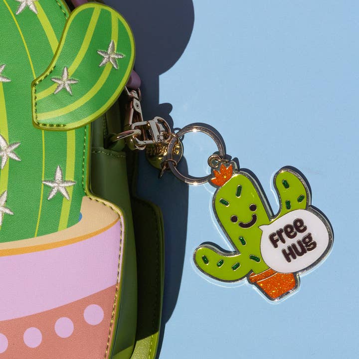 Glitter Metal Keychain - Cactus for wholesale by Bewaltz