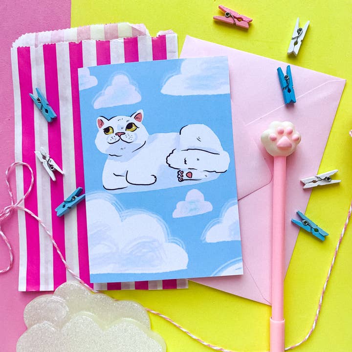 Sophie Heywood - Vendita all'ingrosso Biglietti di auguri generici - Biglietto di auguri Mochi Hovercat Cloud3