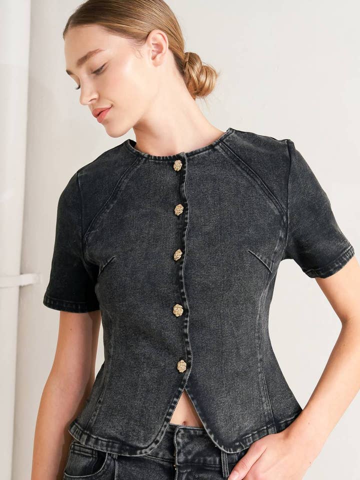 A washed denim jacket - FJ1332B for wholesale by FLYING TOMATO