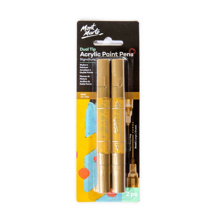 Dual Tip Acrylic Paint Pens Signature Gold 2pc for wholesale by Mont Marte Usa, Inc.