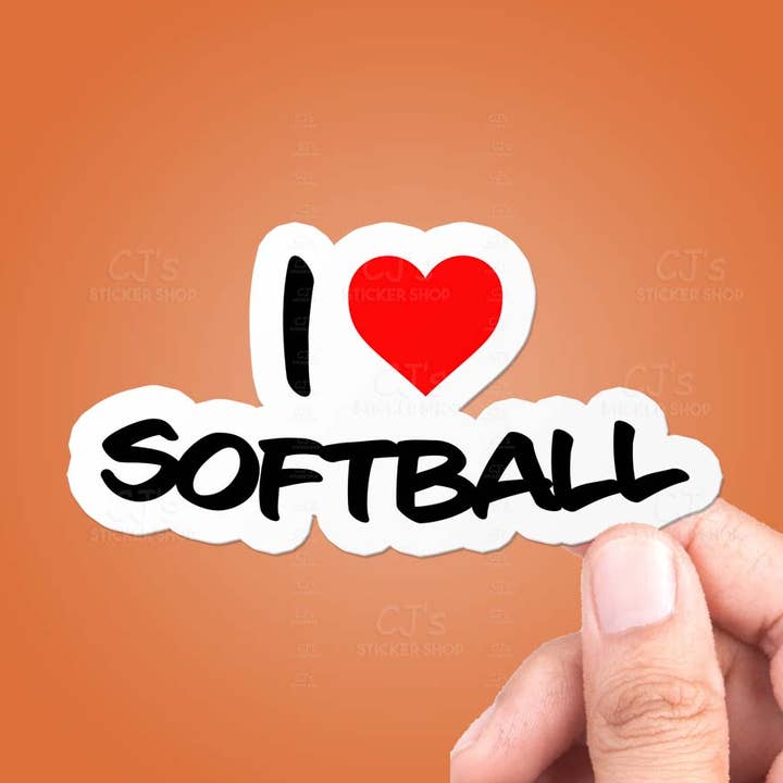 I Love Softball Autocolante Vinil Decalque por atacado de CJ's Sticker Shop