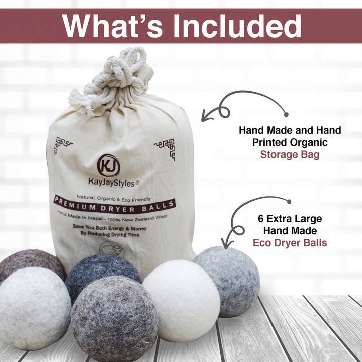 Lungta Imports - Wholesale Dryer balls - Dryer Balls Felt Extra Large 6 Pk - 100% Organic Wool2