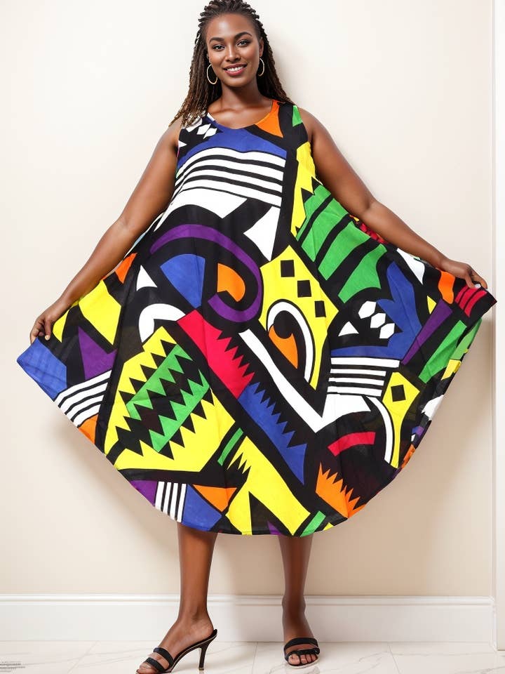 Assorted Women's Lightweight Sleeveless Umbrella Dress With Scarf - D for wholesale on Faire