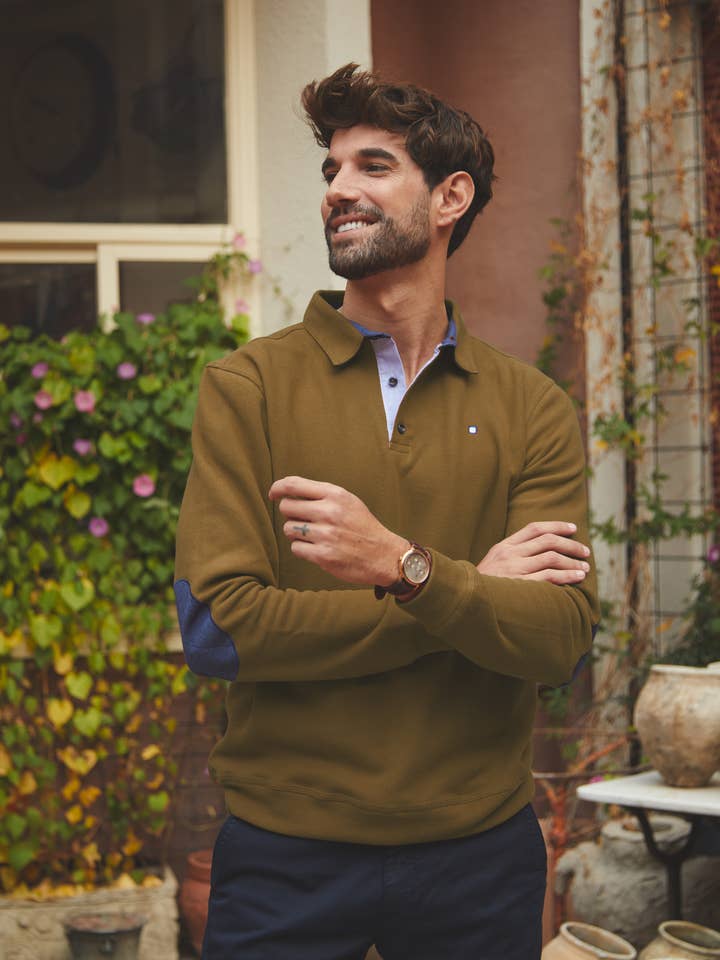 730 TOASTED JERSEY ELBOW PATCH DETAIL for wholesale by Yellow Skin