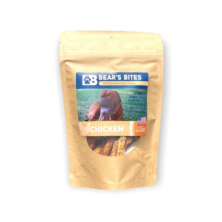 Single Ingredient, Dehydrated Chicken Dog Treats for wholesale by Bear's Bites, LLC