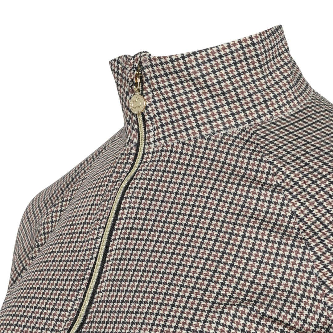 Tan Dapplebay Bay Houndstooth 1/4 Zip Riding Top for wholesale on Faire1