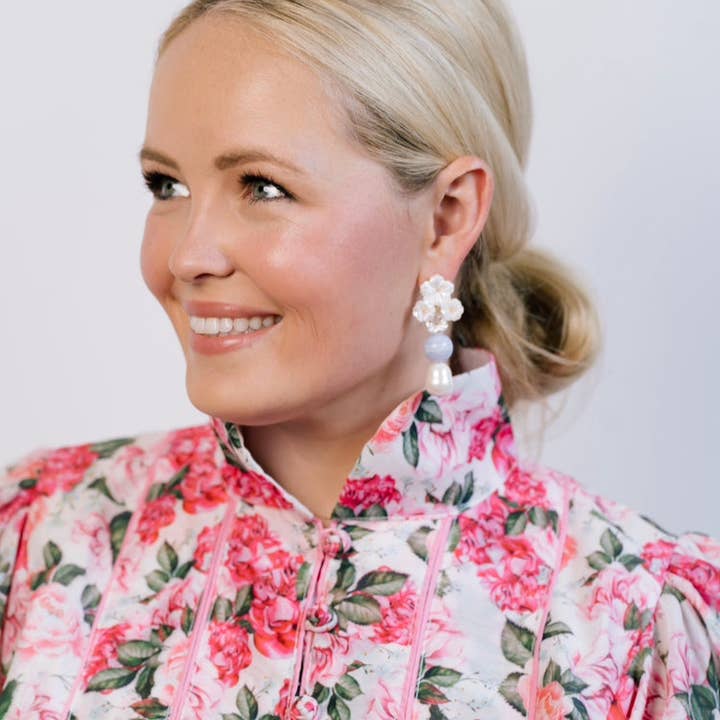 The Pink Reef Floral Cluster with Lilac Agate and Mother of Pearl for wholesale by The Pink Reef