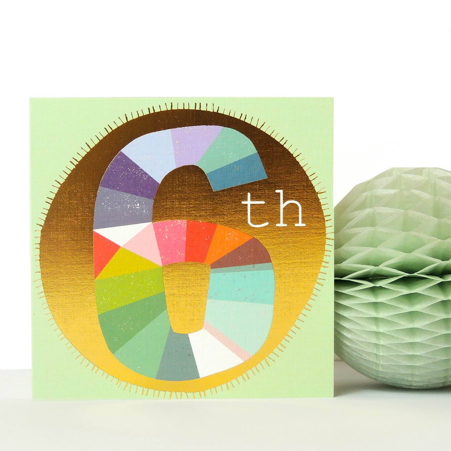 Kali Stileman Publishing – wholesale Birthday card – GD06 Gold Foiled Number Six Card2