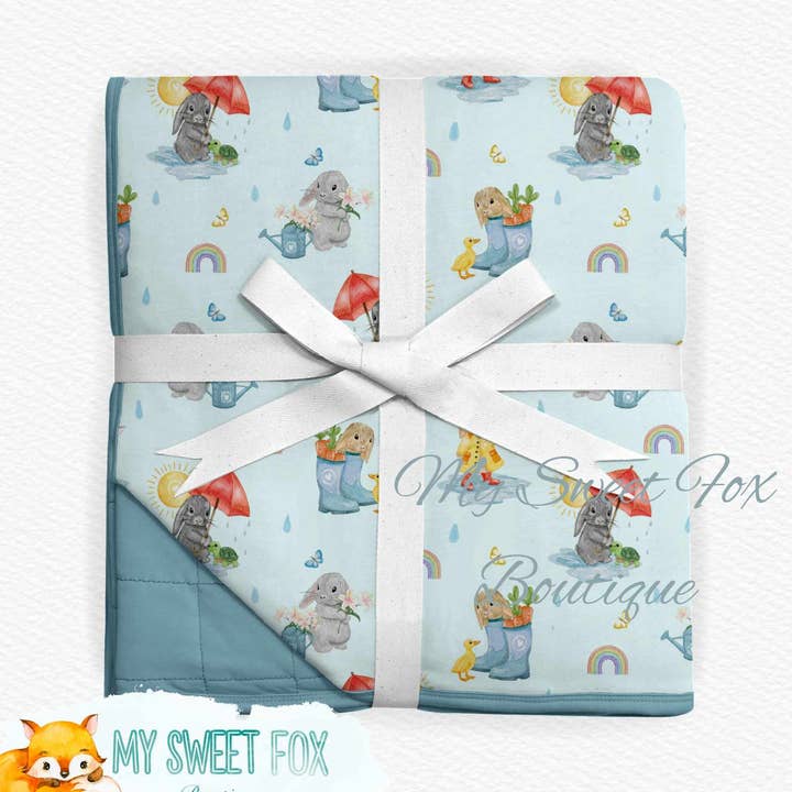 Coperta trapuntata in bambù per la consapevolezza del bambino arcobaleno/infertilità per la vendita all'ingrosso da parte di My Sweet Fox Boutique