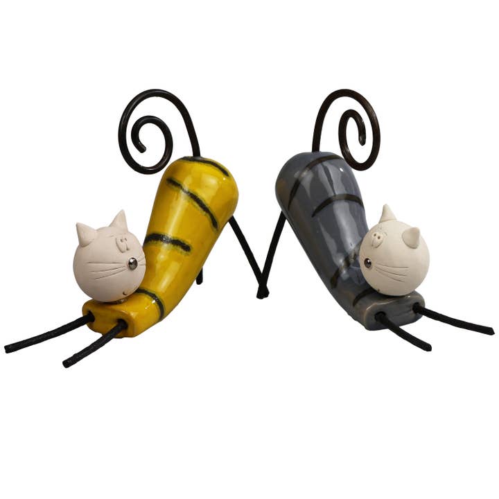 Handcrafted Stretching Cat Ceramic Figurine | Various Colour for wholesale by Enigma Supplies