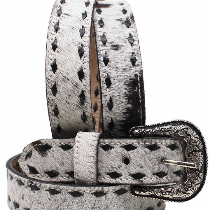 Ceinture décontractée pour enfants et jeunes en cuir occidental avec poils de vache, largeur 1-1/4" 26FK40C pour la vente par Challenger
