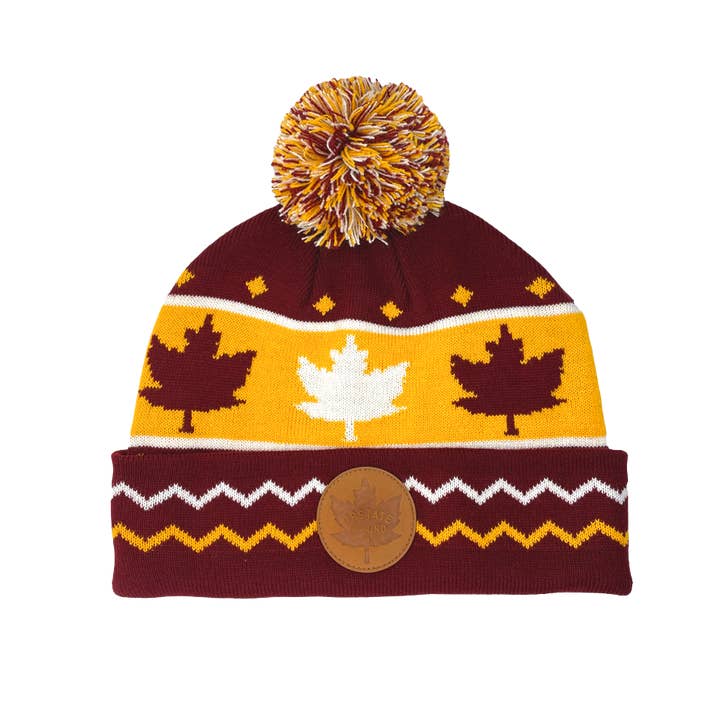 Upstate of Mind Maple Leaf Pom Beanie for wholesale by Compas Life - Upstate of Mind
