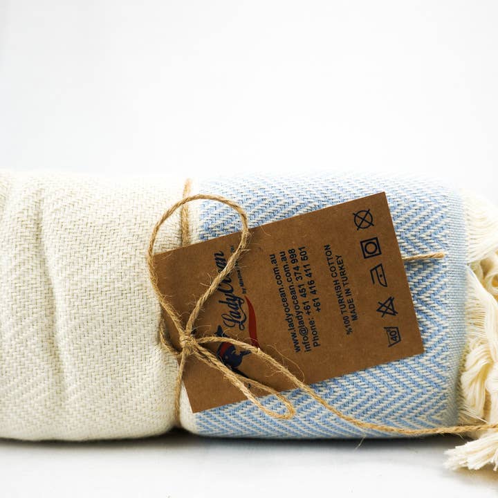 %100 Original Turkish Cotton Towels - Shark Baby Blue for wholesale by LADY OCEAN