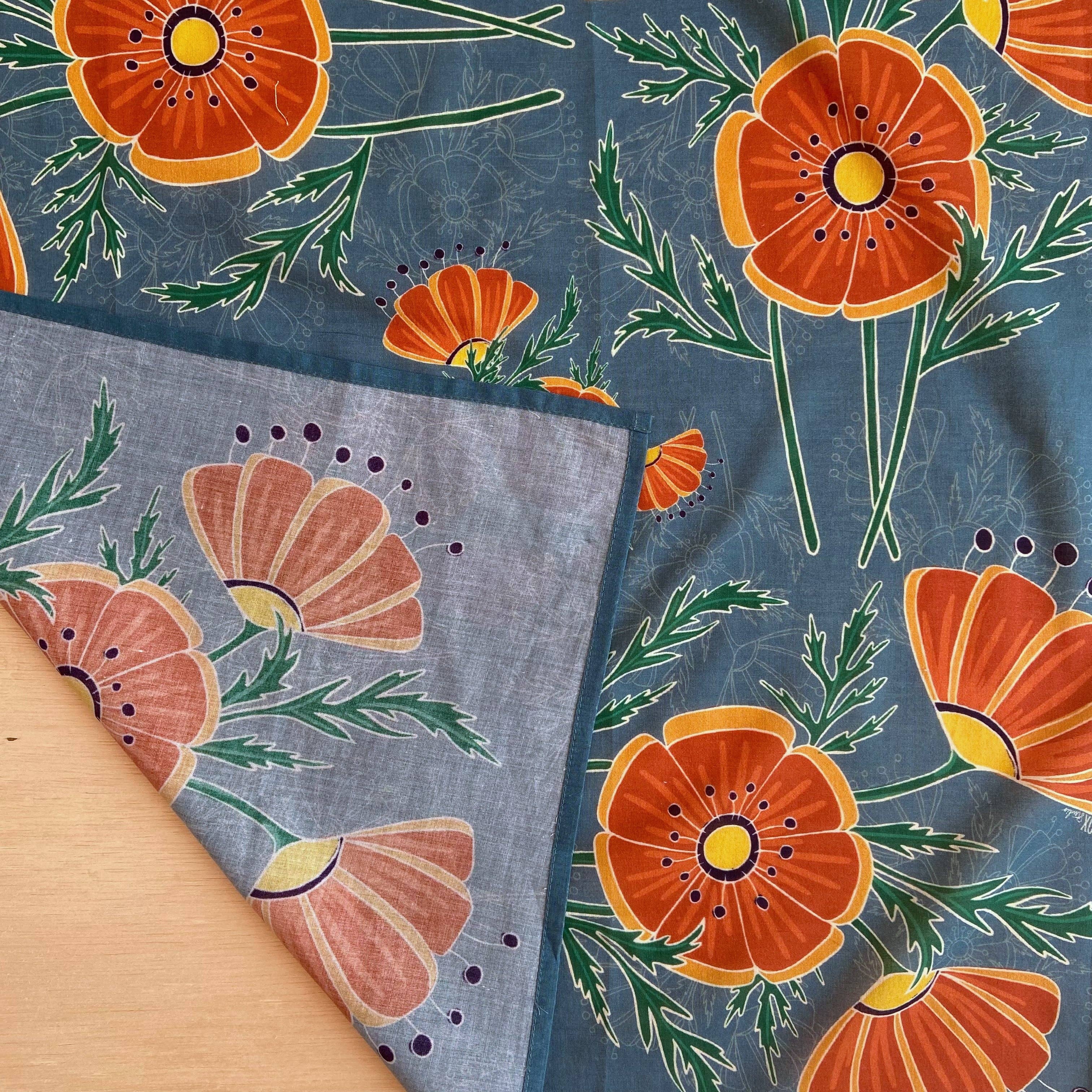 Jen Fox Studio - Vente Bandana – femme - Bandana coquelicots en coton biologique1