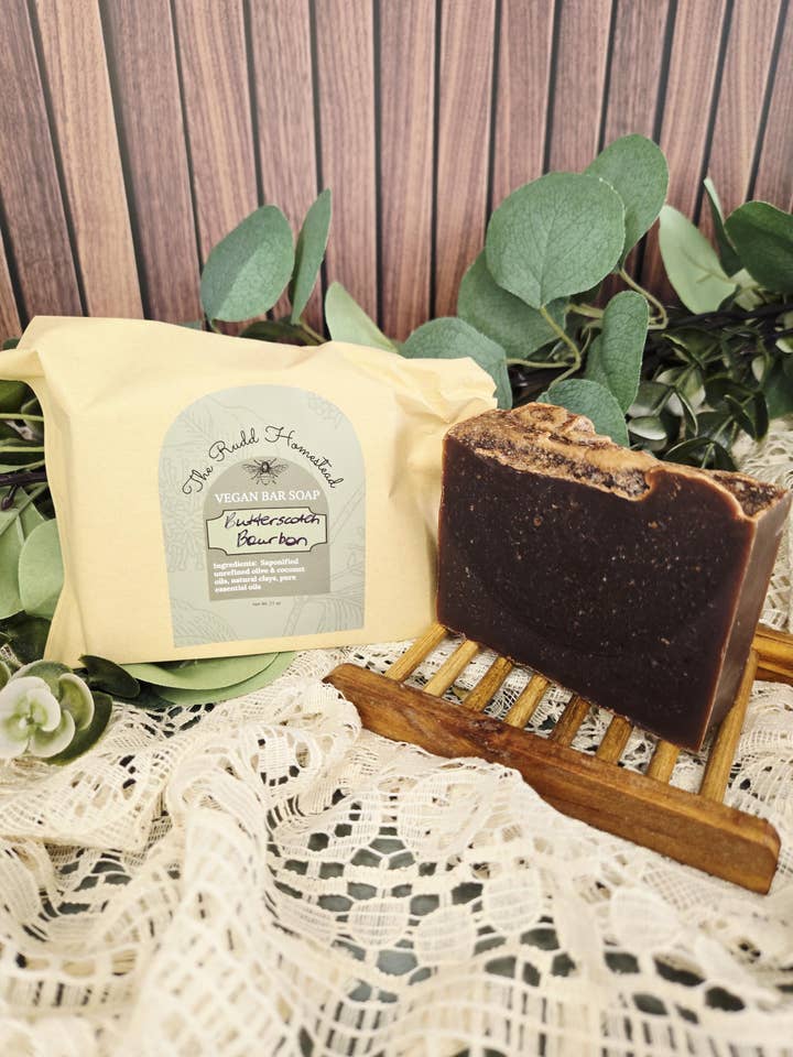 Butterscotch Bourbon Artisan Soap for wholesale by The Rudd Homestead LLC