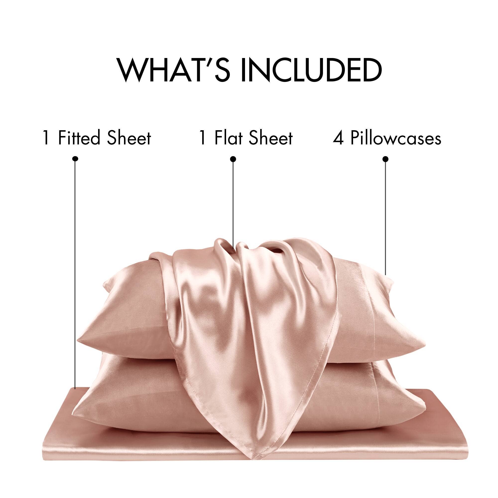 Olliix - Wholesale Sheet Set - Luxury Satin 6-Piece Sheet Set, Blush Pink31