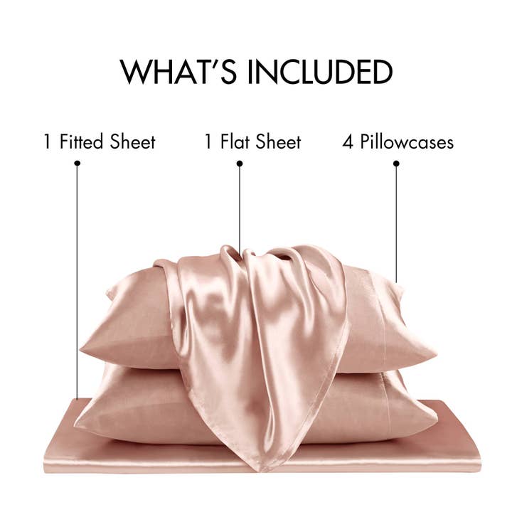 Olliix - Wholesale Sheet Set - Luxury Satin 6-Piece Sheet Set, Blush Pink31