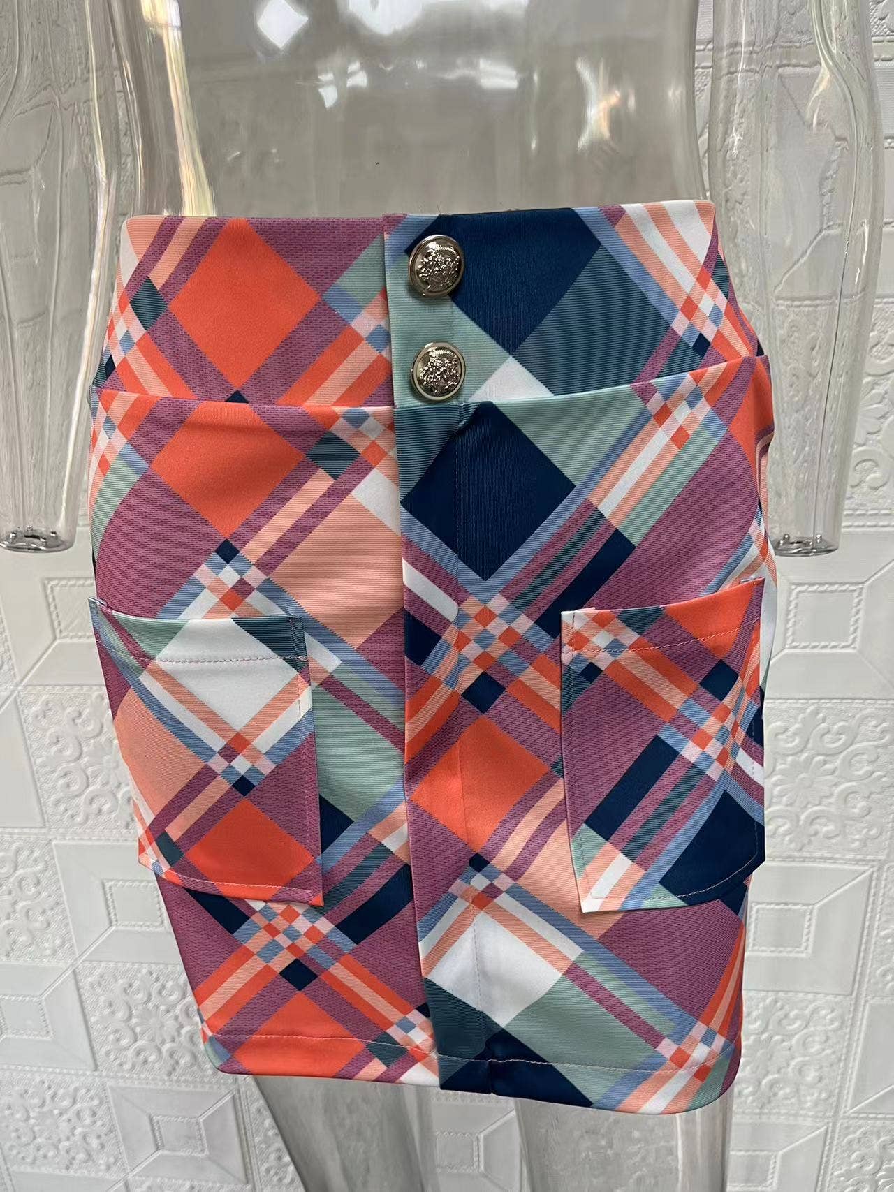 Lily Clothing - Vente Ensemble haut et jupe - Femme - Veste de costume à manches bouffantes imprimée à la mode17