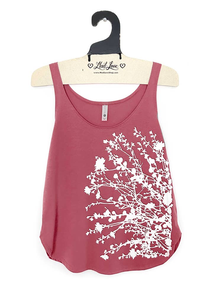 Mad Love Shop - Wholesale Tank Top - Women's - Pink or Purple Scoop Side Slit Tank with Flowering Branches8
