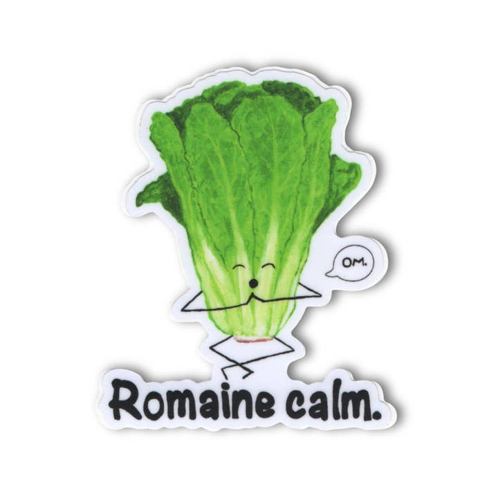 Romaine Calm Meditating Lettuce Vinyl 3" Sticker Waterproof for wholesale by Punaballoo