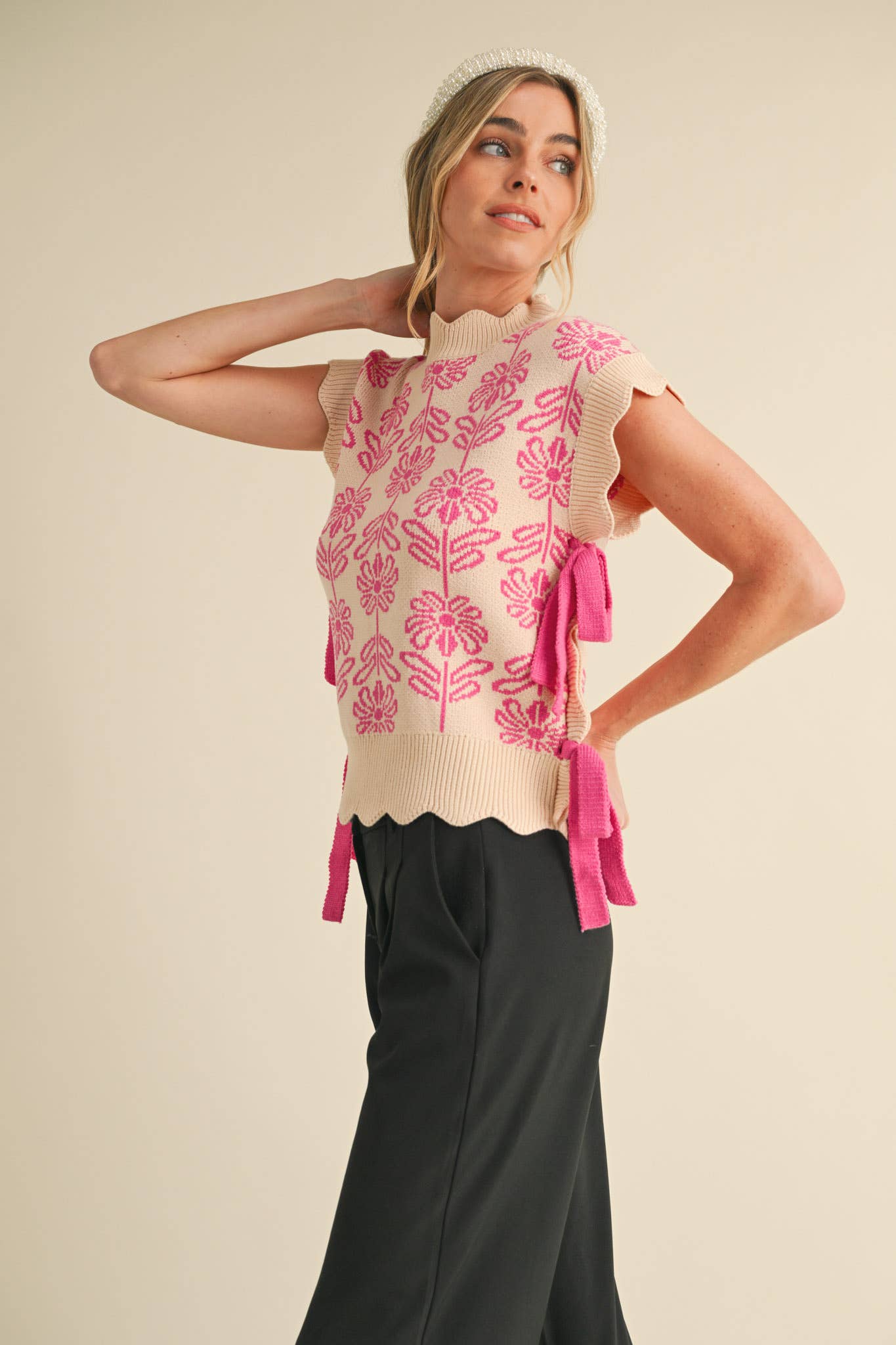 &MERCI – wholesale Tröjväst – Dam – MOCKNECK BLOMMIG TRÖJVÄST MSW1074396