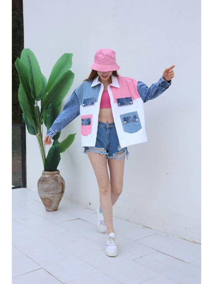 FENOMEN - Wholesale Denim Jacket - Women's - Two-tone pink denim jacket1
