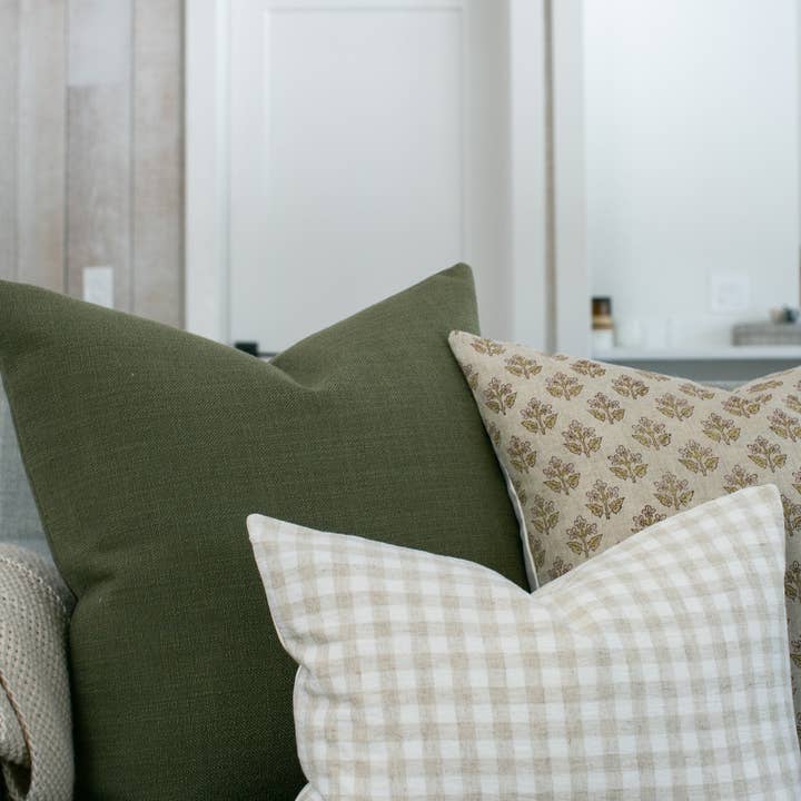 Linen & James - Wholesale Throw pillow cover - Roe | Ivory Tan Gingham Pillow Cover4