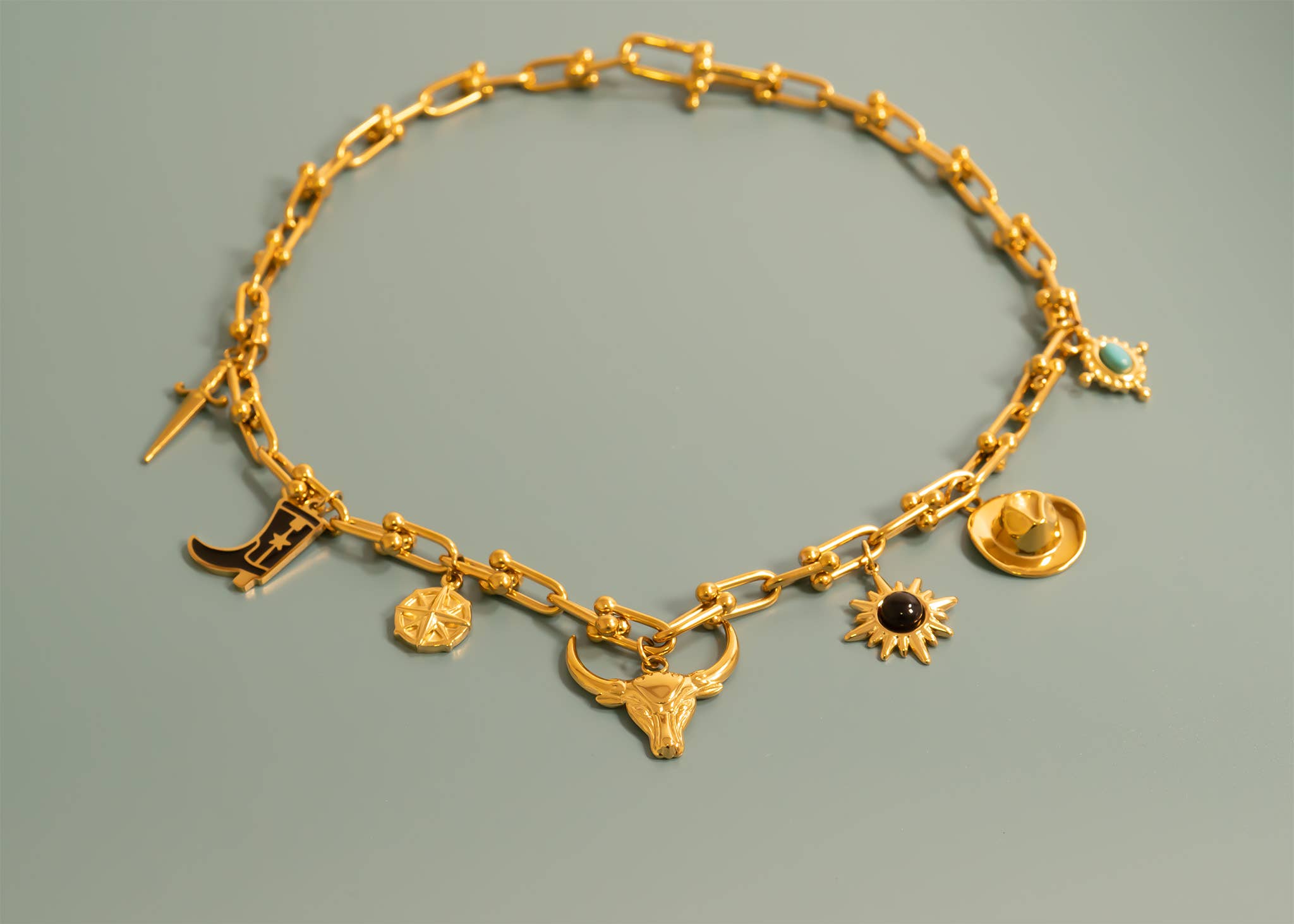 WJW - Wholesale Individual Charm/Pendant - 18K Gold PVD Stainless Steel Dagger Charm2