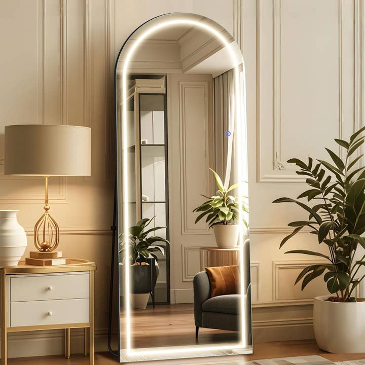 Arched Mirror Full Length with LED Light Stand for wholesale on Faire