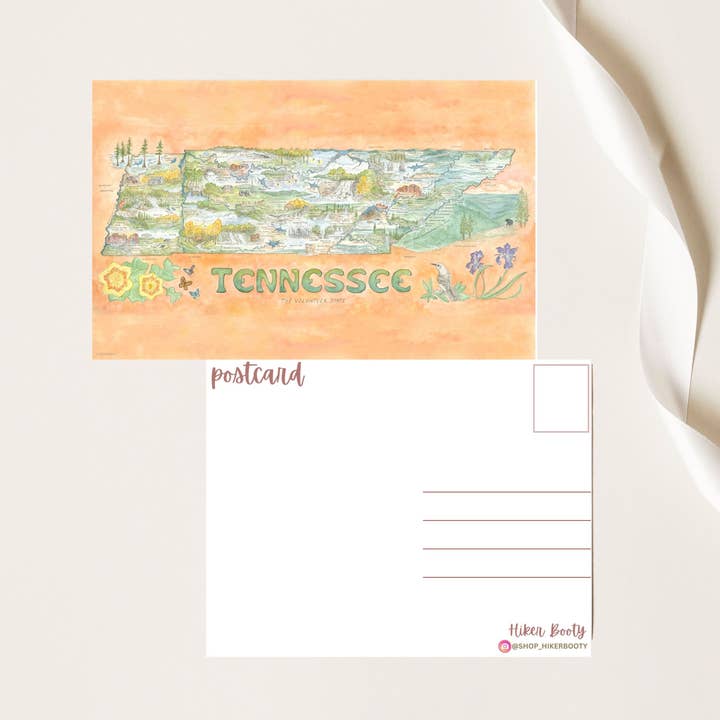 Carte postale de l'État du Tennessee pour la vente par Hiker Booty