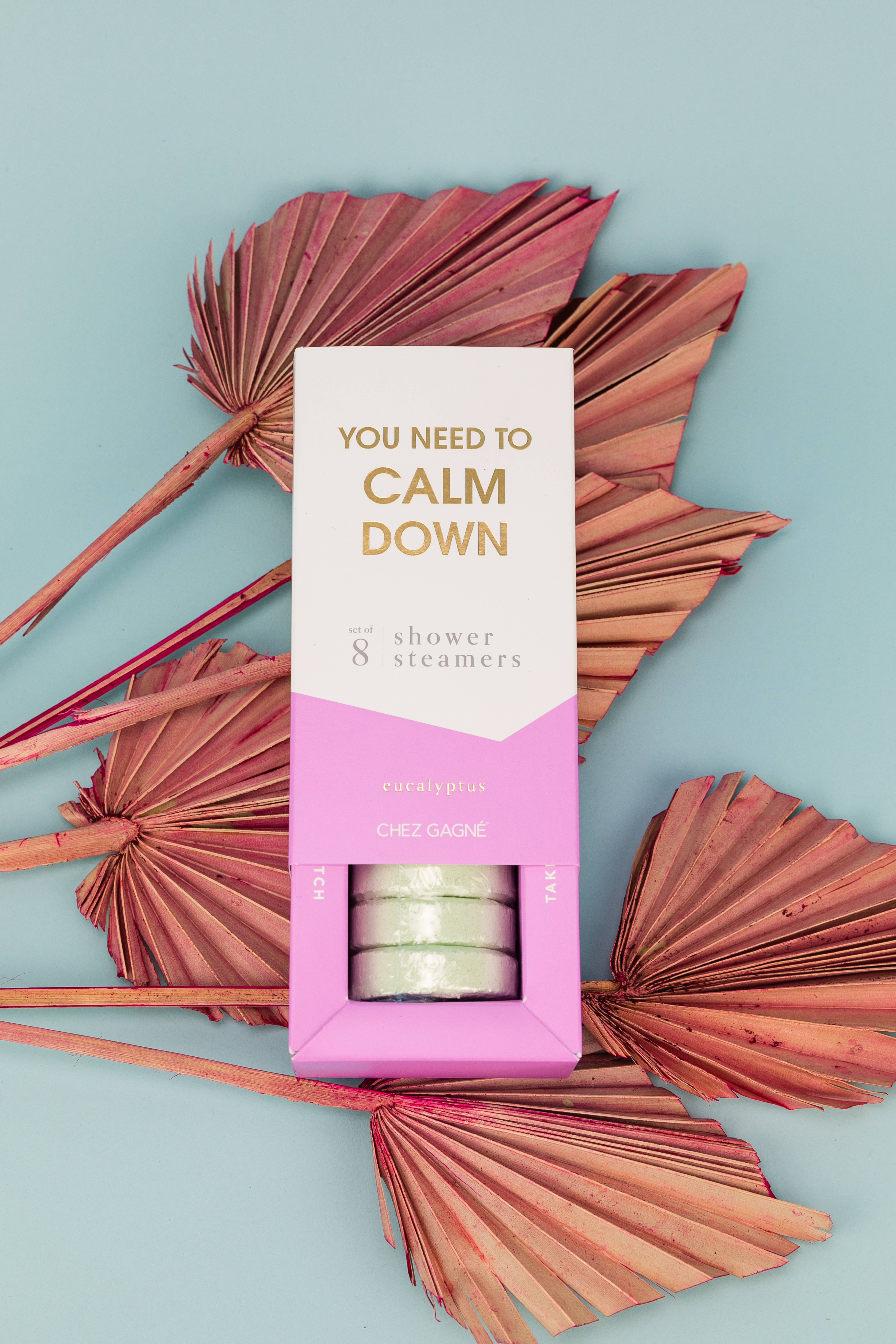 Chez Gagné - Wholesale Shower Steamer/Bomb - You Need To Calm Down - Aromatherapy Shower Steamers - Eucalyptus - Set of 81