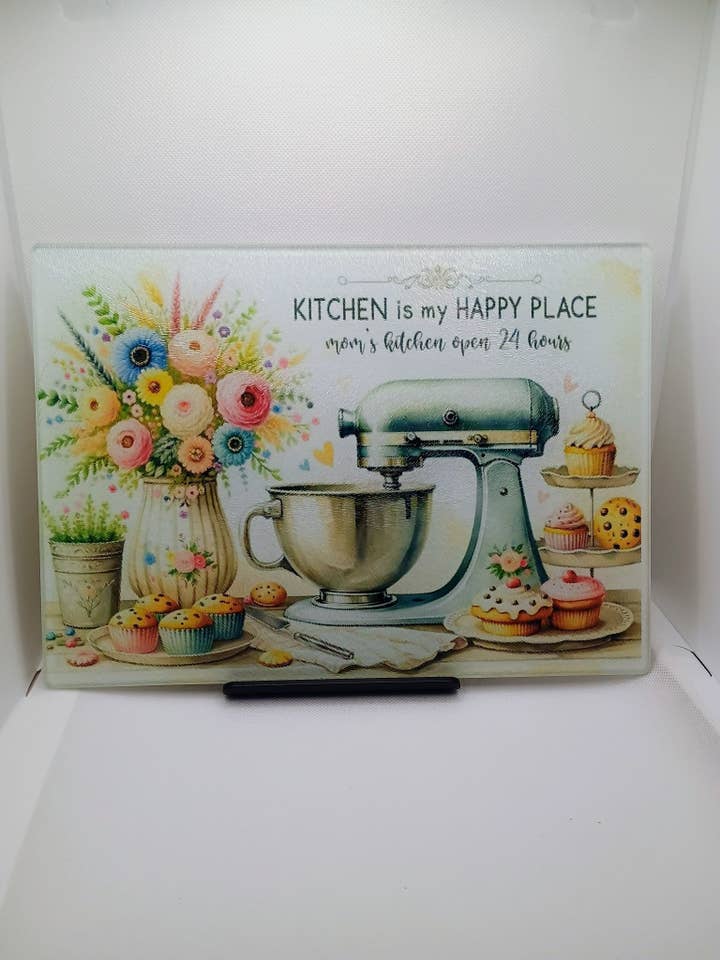 Glass cutting board-Kitchen is my happy place for wholesale by Creations by Pamela V