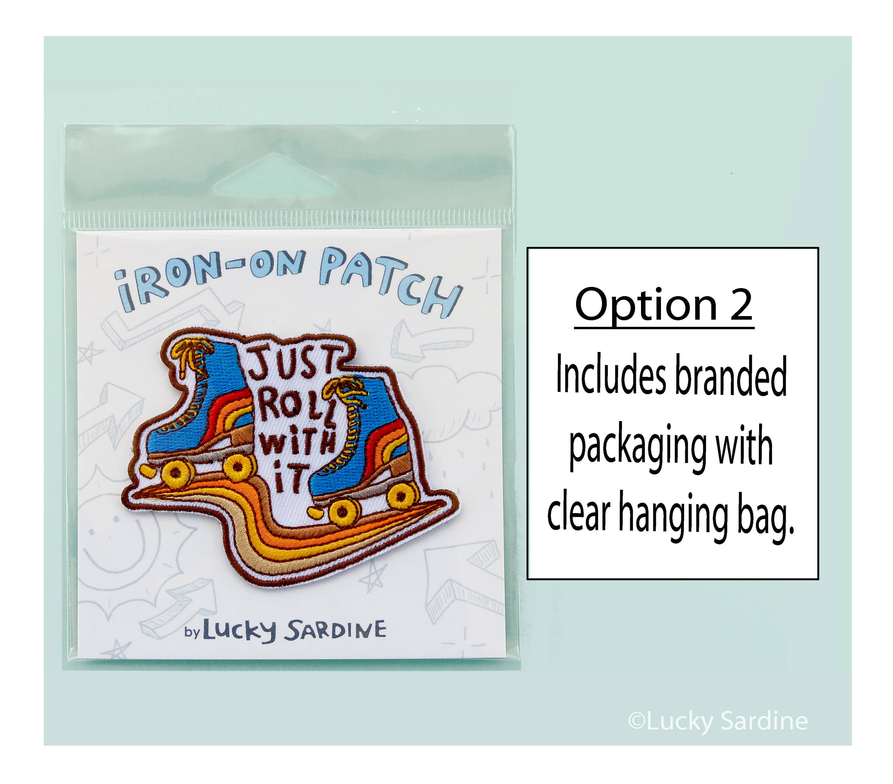 Lucky Sardine - Wholesale Patch - Roller Skate, Retro Roll With It, Embroidered Iron-On Patch1