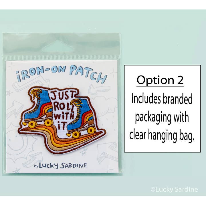 Lucky Sardine - Wholesale Patch - Roller Skate, Retro Roll With It, Embroidered Iron-On Patch1