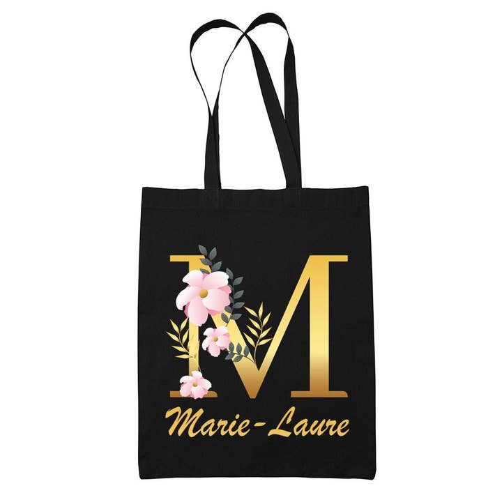 Marie-Laure Lettre Fleur black tote bag for wholesale by Planetee