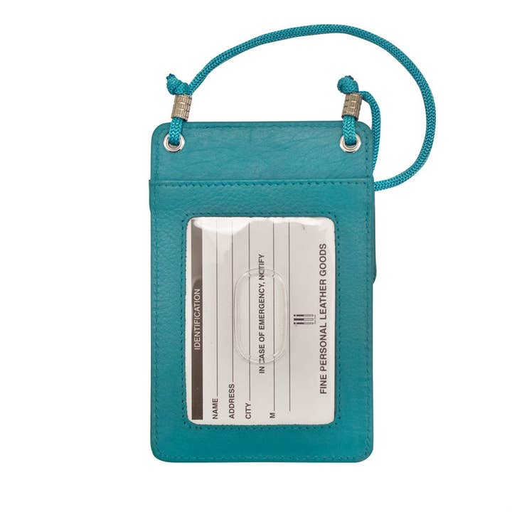 Leather Vertical Neck Badge ID Holder W/ Back Pocket for wholesale by ili New York