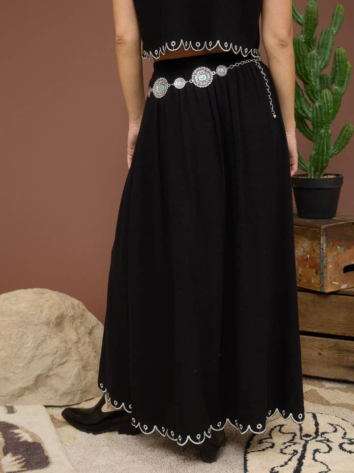 Blu Pepper – wholesale Skirt – Women’s – HIGH WAIST SCALLOP HEM MIDI SKIRT1