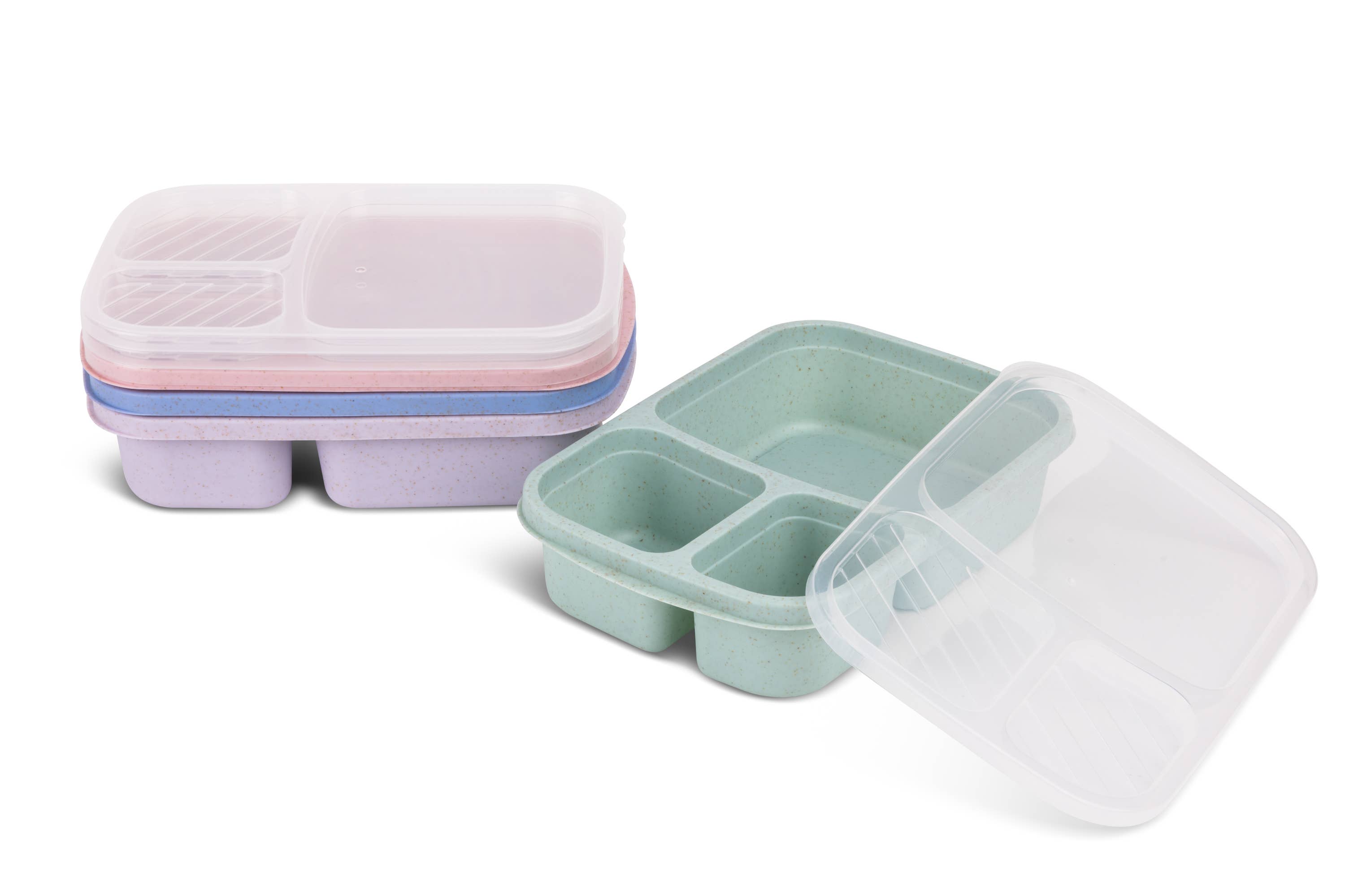 Core Home - Wholesale Food Storage Container - Set of 4 3-Section Kids Meal Prep Containers - Pastel2