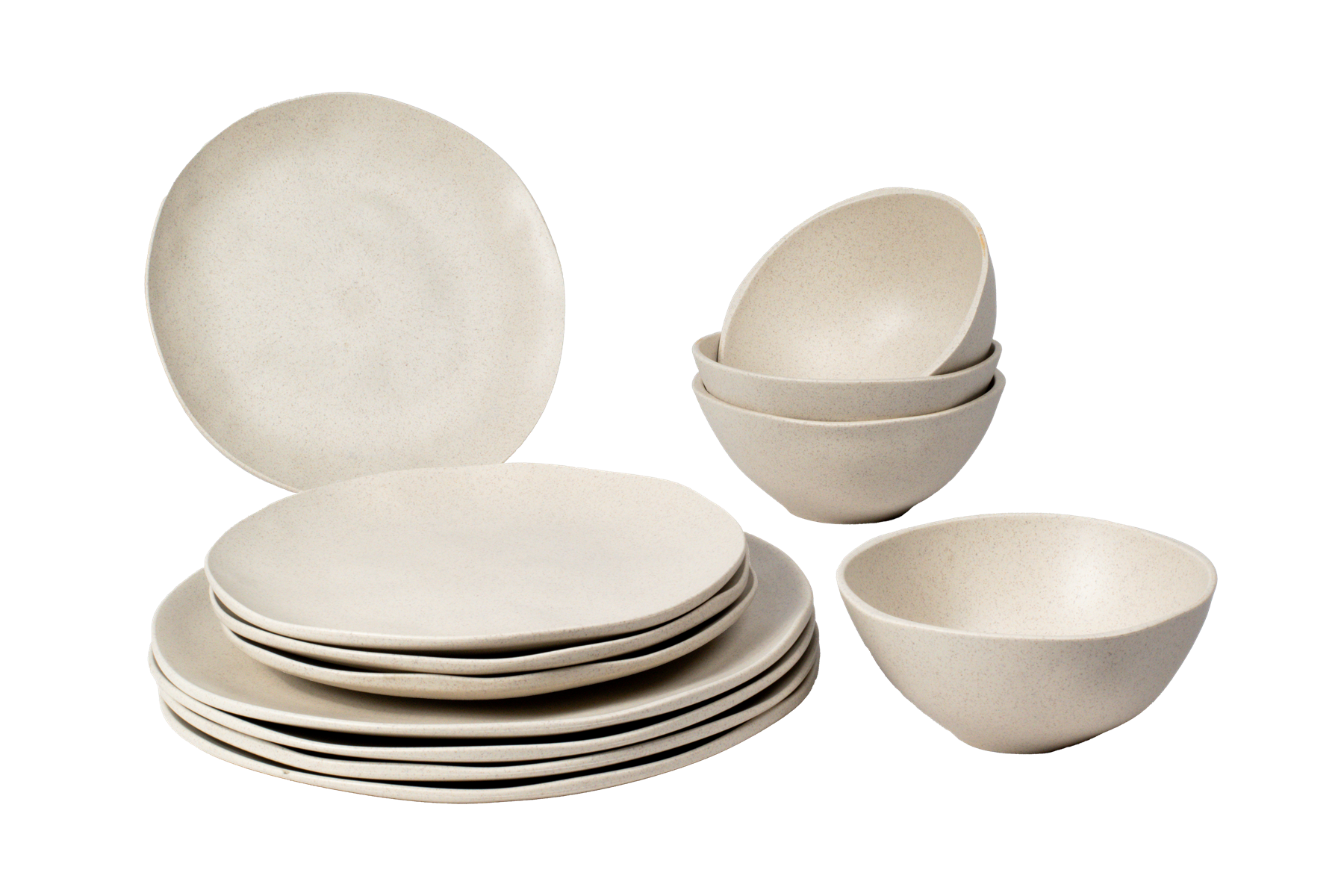 Abode Homewares by TarHong - Wholesale Tableware set - Organic Coupe Wheat Off White PP 12 Pc Dinnerware Set2