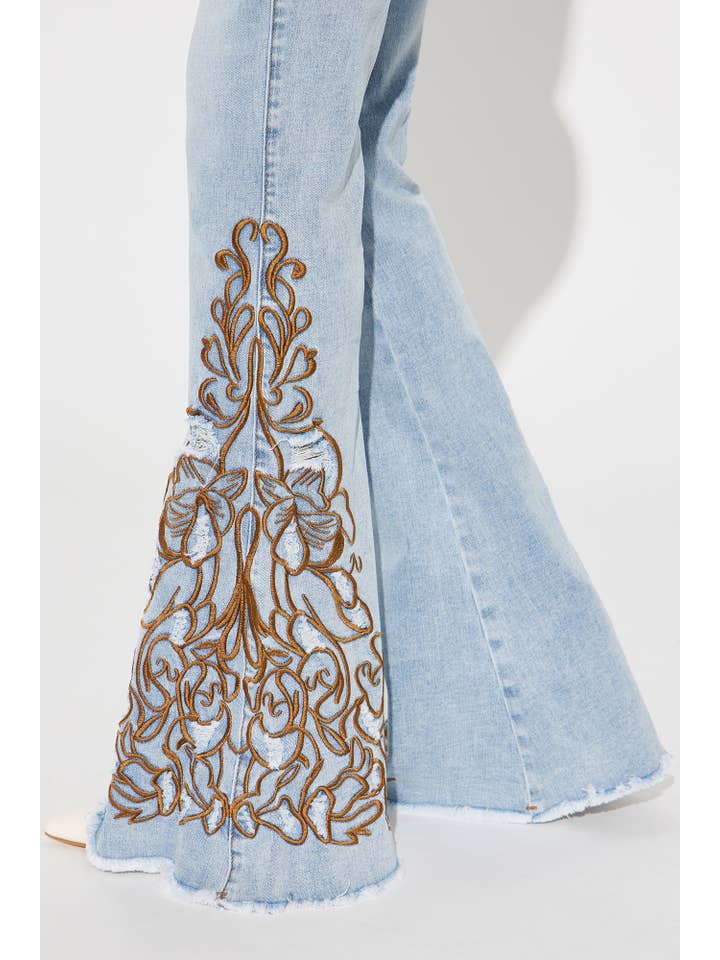 Purple Candy Jeans - Wholesale Jeans - Women's - Flare Embroidered Denim Jeans3