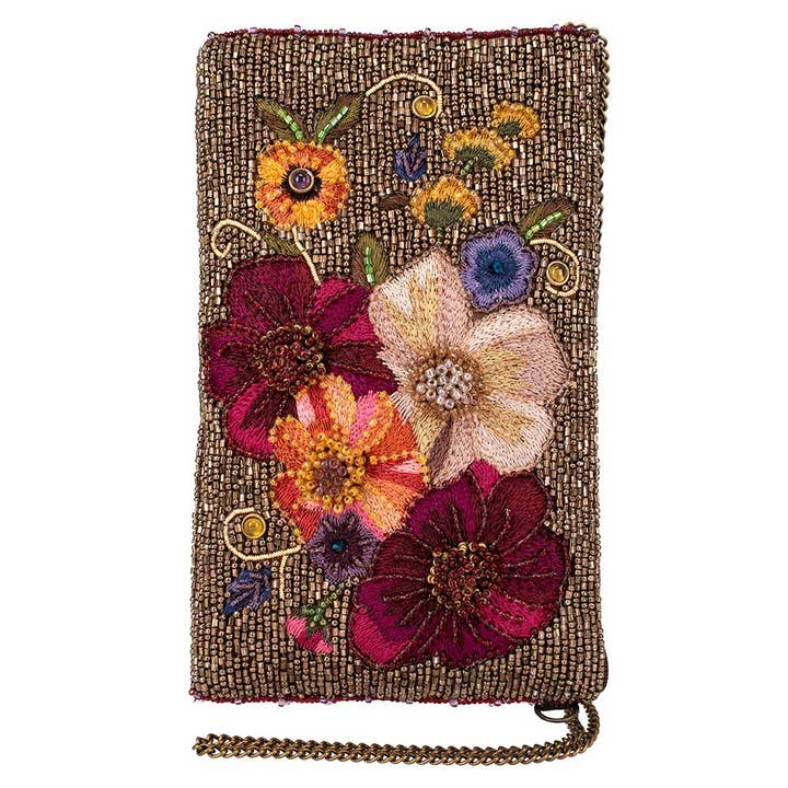 Budding Romance beaded floral Crossbody Phone Bag for wholesale by Mary Frances Accessories