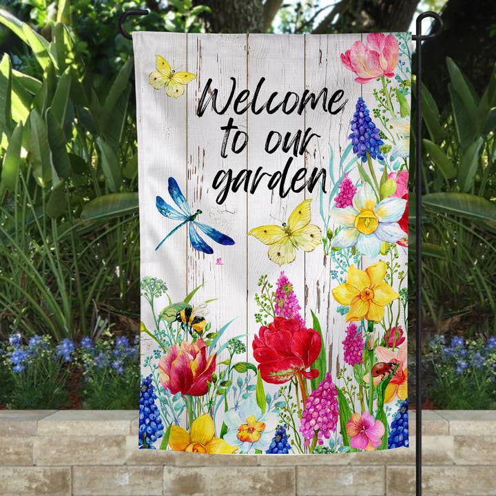 Garden Flag - Welcome to Our Garden for wholesale by The Spotted Zebras