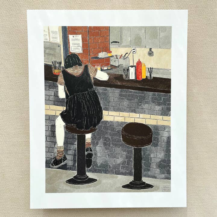 Impression artistique du comptoir « Manger au dîner » pour la vente par Tamara Martin