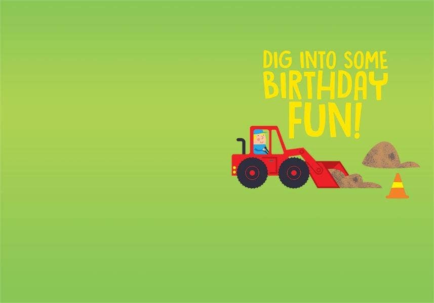 Paper House Productions – wholesale Birthday card – Construction Equipment Foil Card1