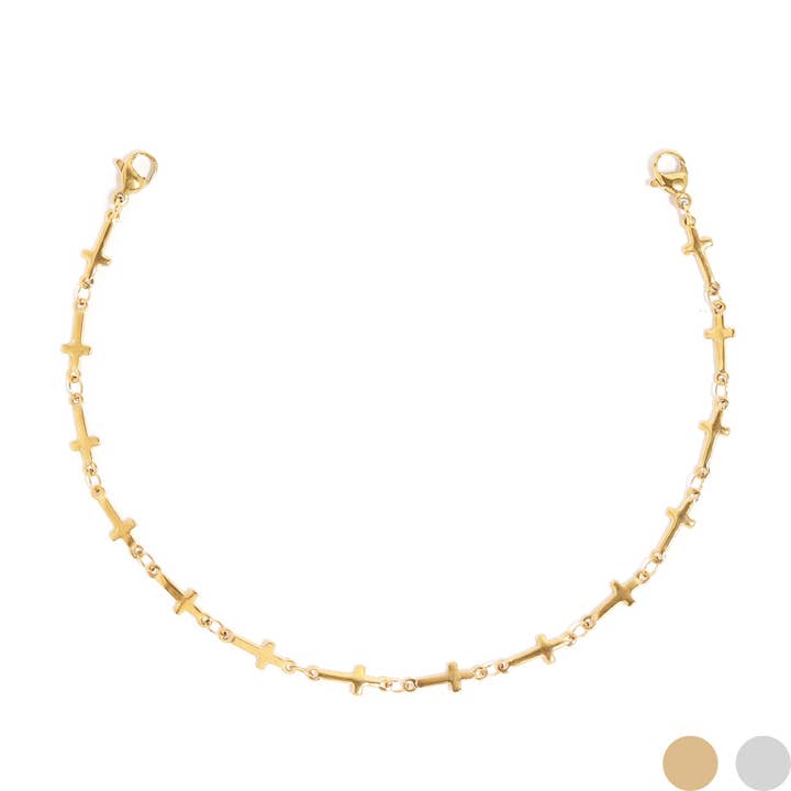 Trucker Hat Chain: 18K Gold PVD Stainless Steel Cross for wholesale by WJW