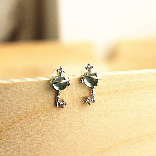 Ninaouity - Venta al por mayor Collares con colgantes/abalorios - Collar con dije en forma de llave con diseño de planeta Urano azul5