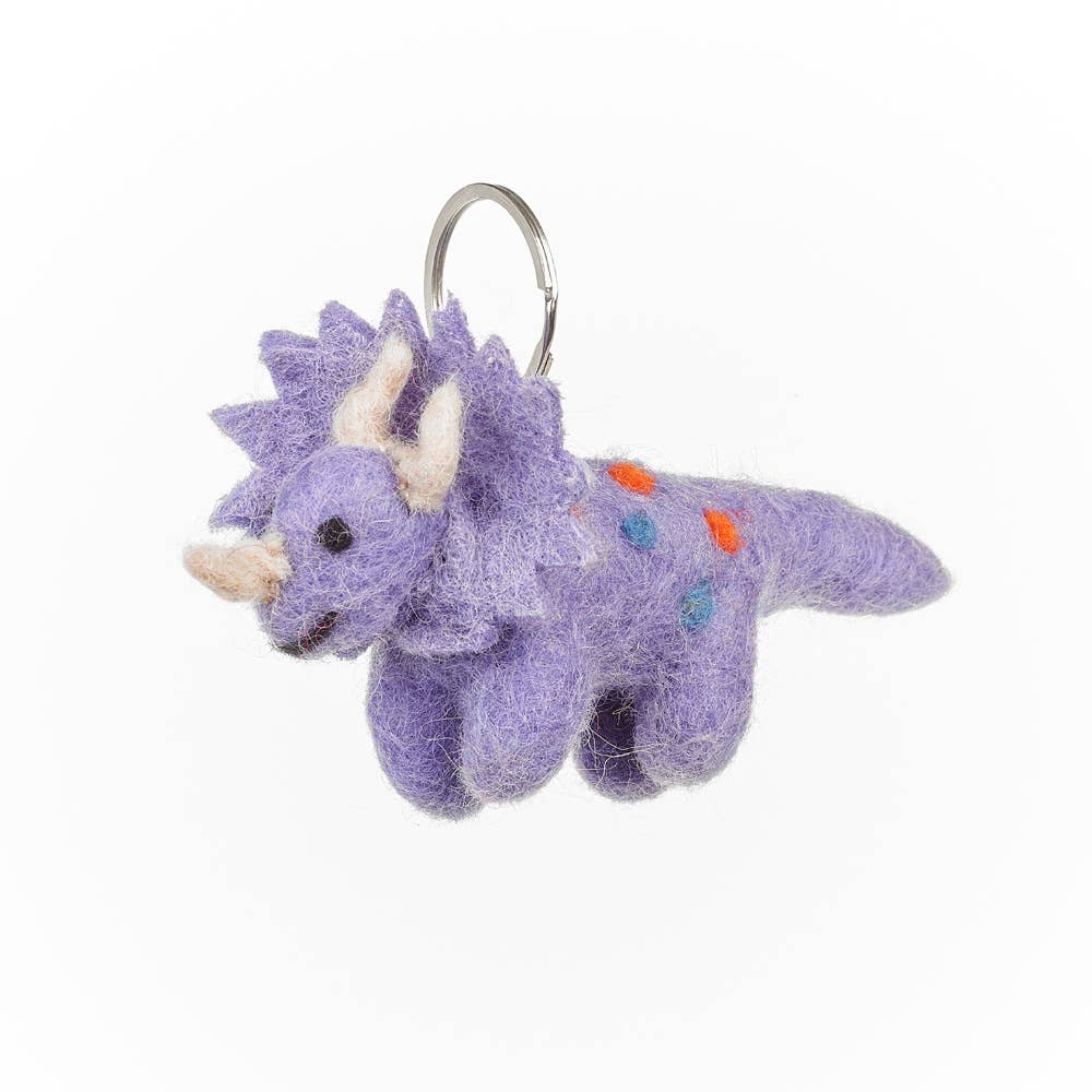 Felt So Good - Wholesale Keychain - Unisex - Handmade Felt Triceratops Keyring2